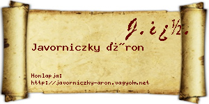Javorniczky Áron névjegykártya