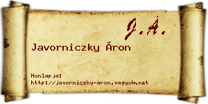 Javorniczky Áron névjegykártya