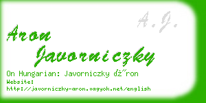 aron javorniczky business card